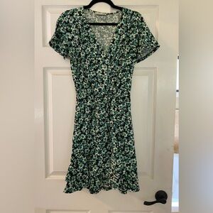 Green and white wrap dress XS Dex Brand